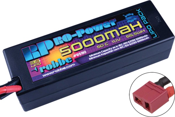 Ro-Power Car LiPo Battery 5000 mAh 11.1 V 50C Hardcase with T-connector