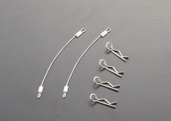 Karosserieklammern mit 80mm Metalseil (4 Stk)
