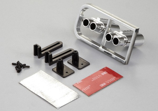 Doppel Auspuff Set Chrome für LED Einbau