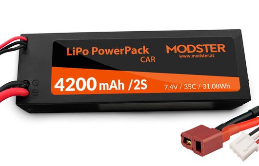 LiPo Akku 2S 7.4V 4200 mAh 35C (T.Plug) Car Hardcase