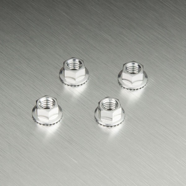 Radmutter mit Flansch Alu silber (4 Stück)